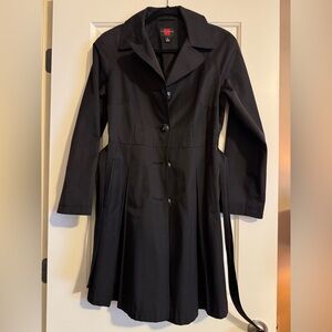 Size Small Black Gallery trench/rain coat with tie waist